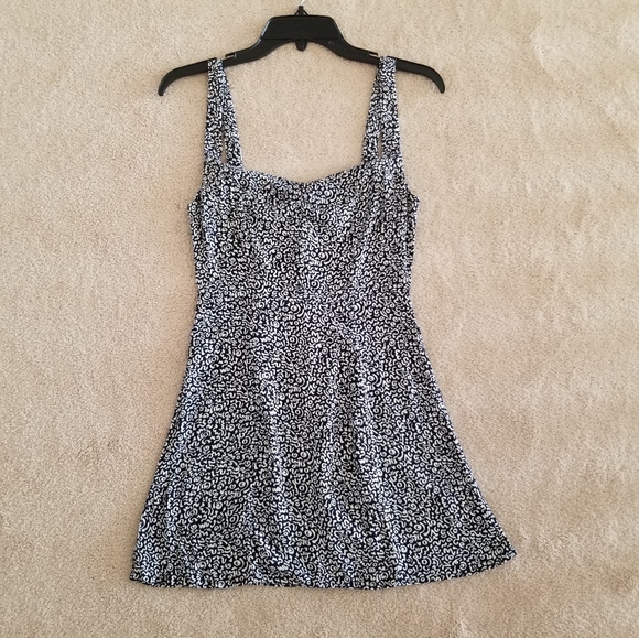 Reformation Fairfax Blue And White Doodle Mini Dress Size 2 - Picture 6 of 16